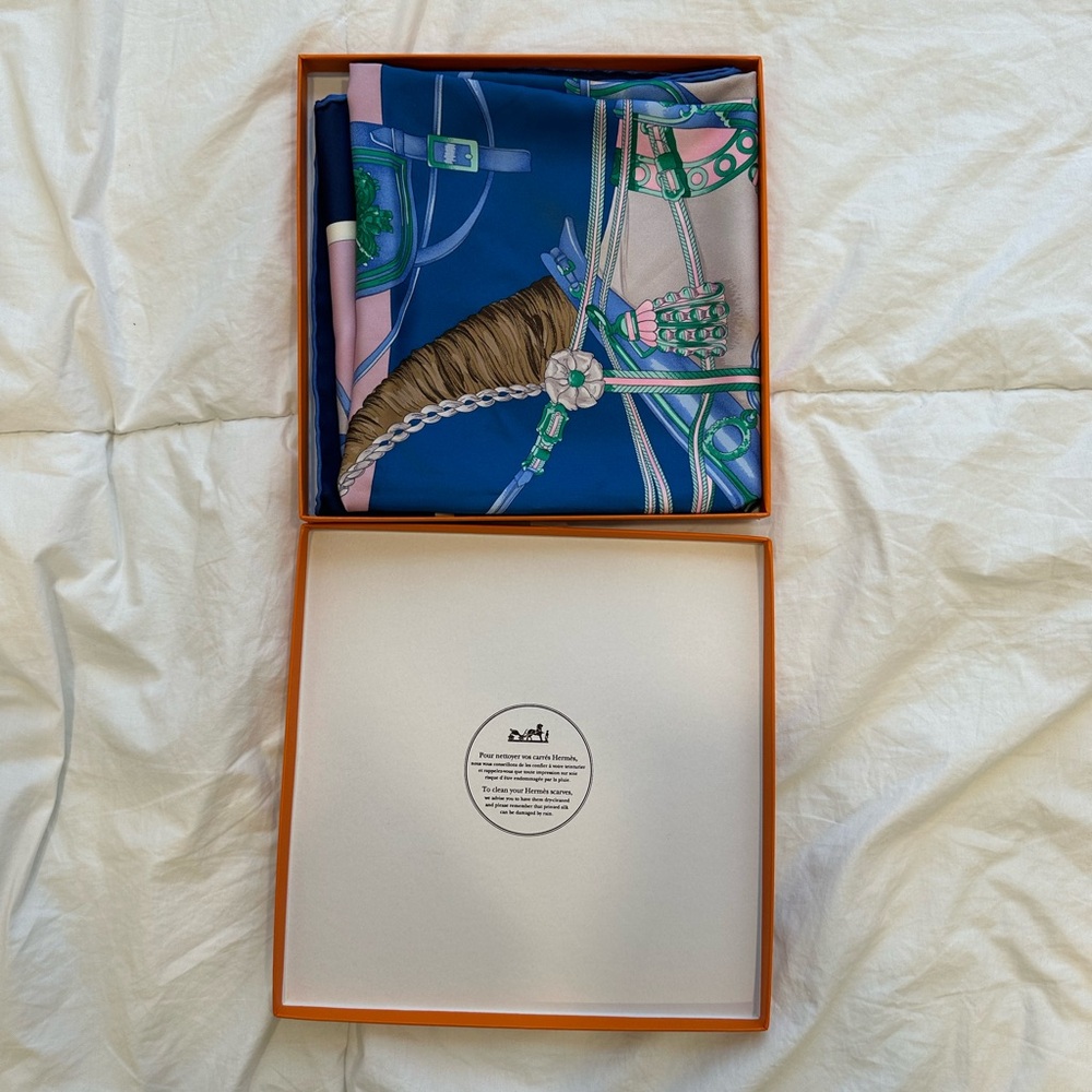 Hermès Equestrian Print Silk Scarf